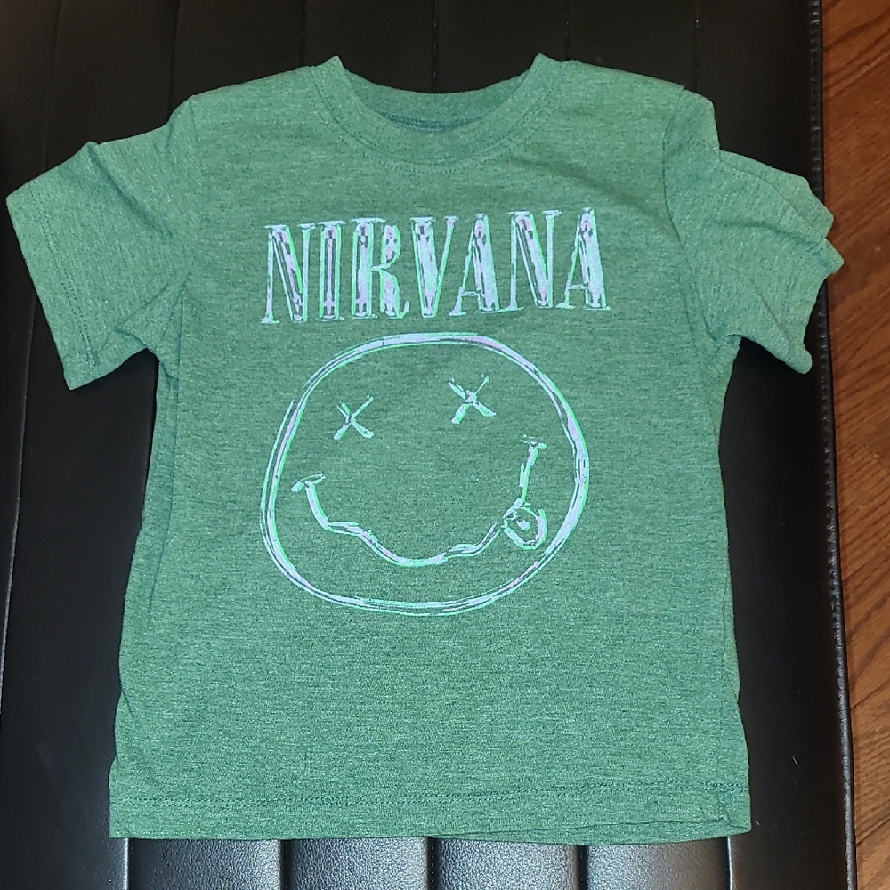 NIRVANA Kids Heather Green Smiley Face Tee